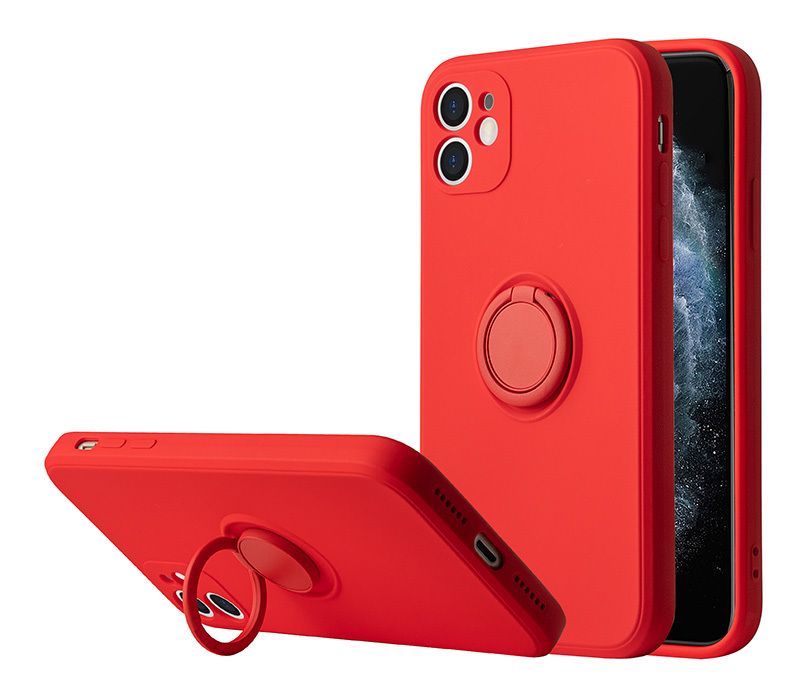 iPhone 12 Vennus szilikon tok hátlapi gyűrűvel piros