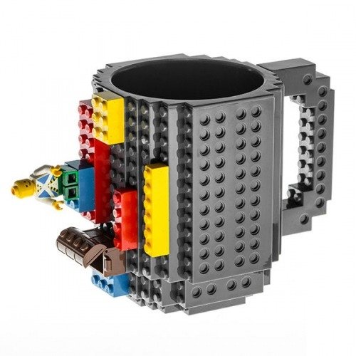 LEGO mintájú 350 ml bögre építőelemmel szürke színben bábuval