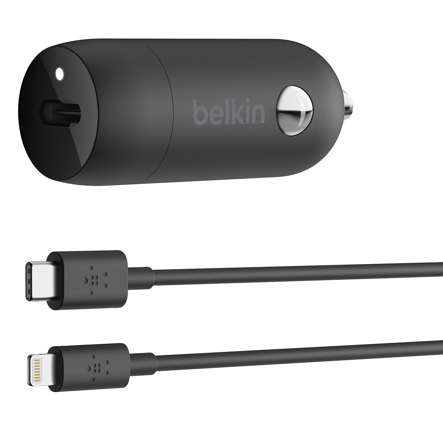 Belkin Boost Charge Autós Szivargyújtós Töltő USB Type-C PD 20W + 1.2m Lightning Kábel, Fekete