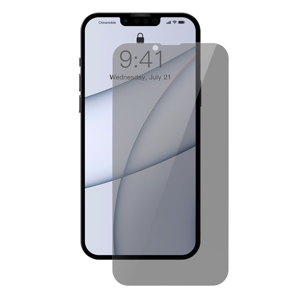iPhone 13 Pro Max / 14 Plus Baseus 0,3mm Anti Spy Glass kijelzővédő üvegfólia adatvédelmi szűrővel (SGBL020802)