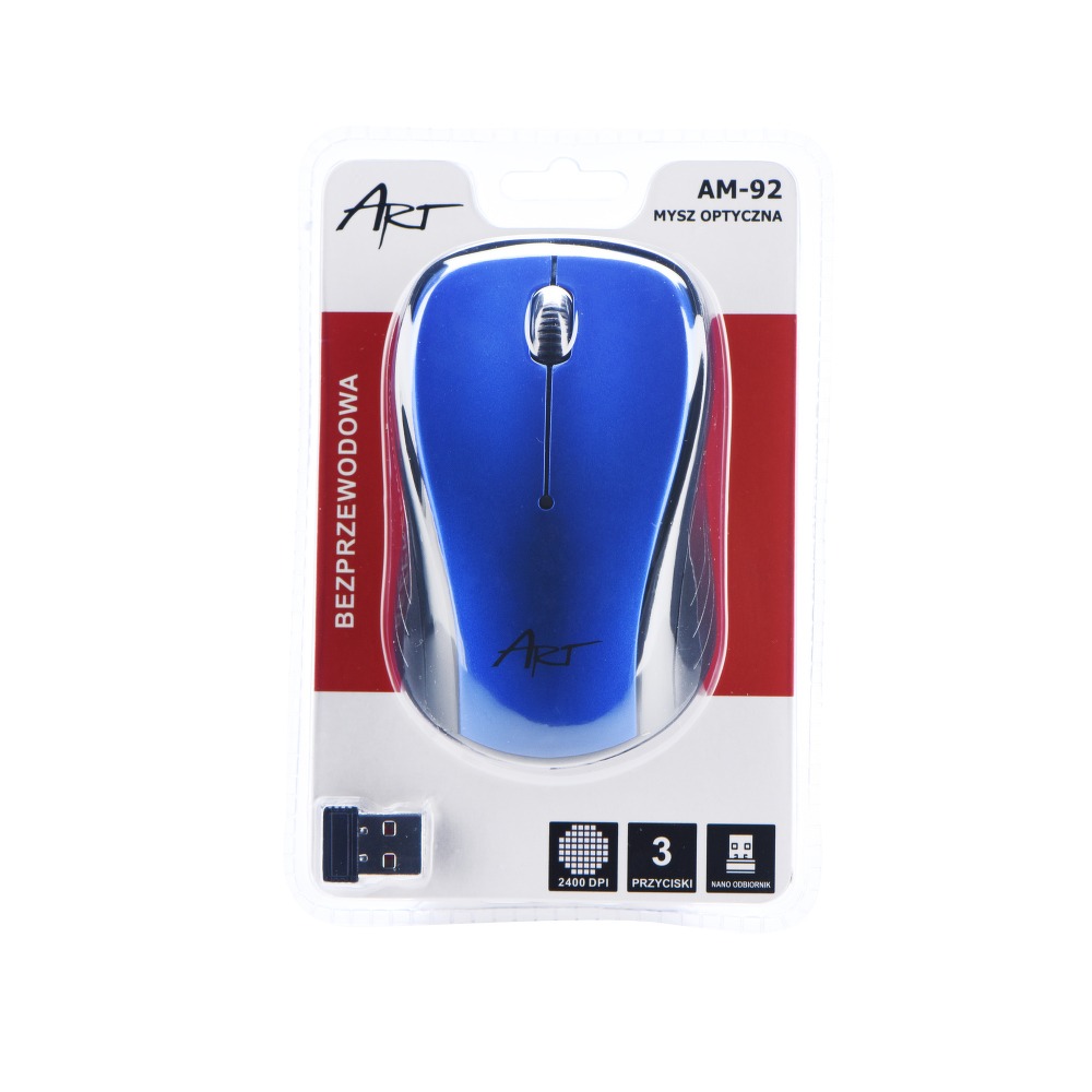 Art Optikai vezeték nélküli egér USB kék (AM-92)