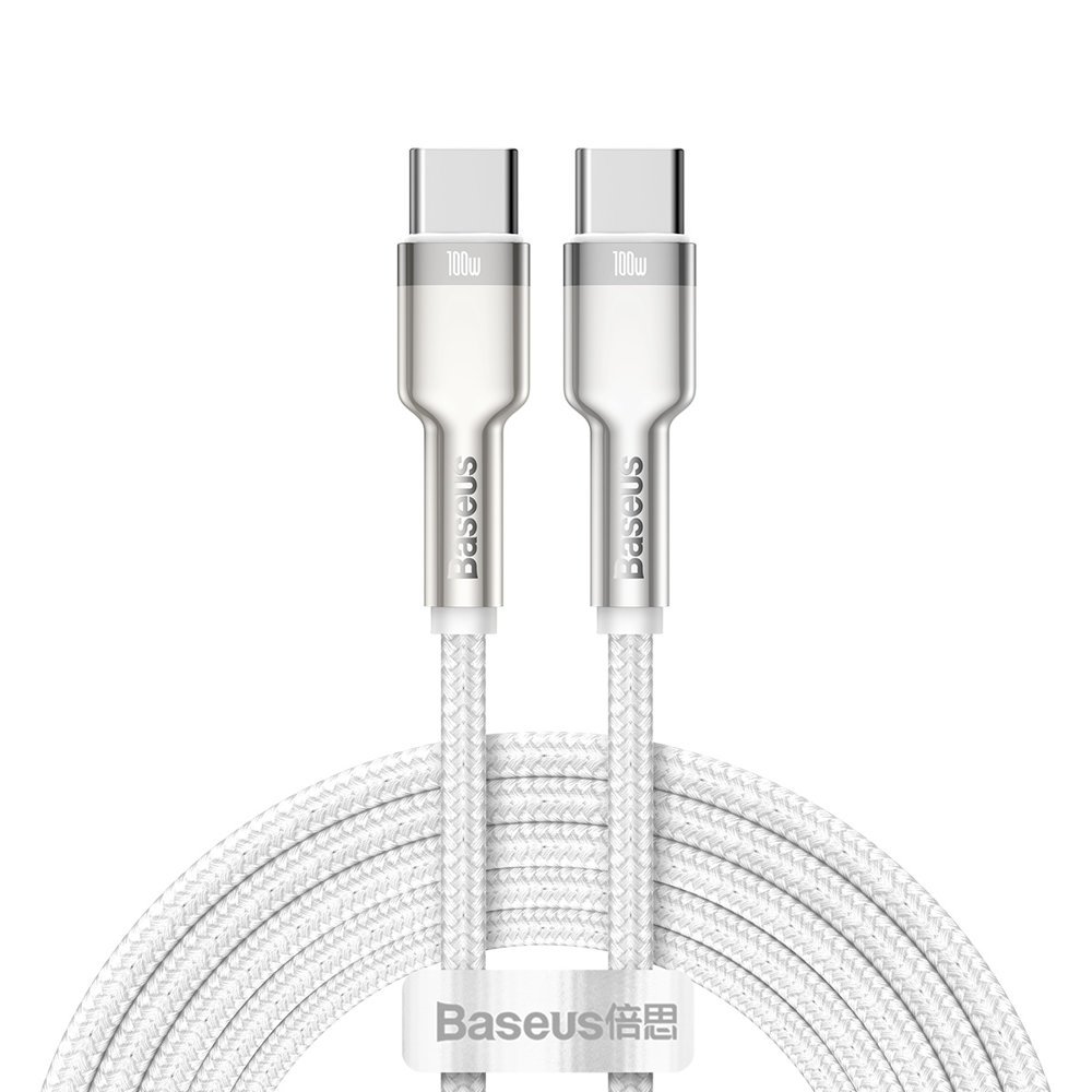Baseus Cafule Metal Data USB Type C - USB Type C kábel 100 W (20 V / 5 A) 2 m fehér