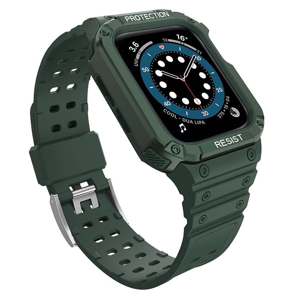 Apple Watch 4/5/6/7/8/SE (42/44/45mm) Armored Óraszíj és Tok Zöld