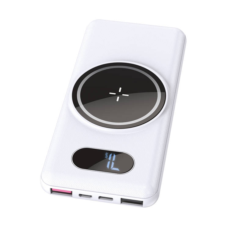 KAKU Power Bank 10000mAh 15W vezeték nélküli töltés + USB-C + Micro USB + 2xUSB fehér