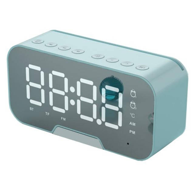 Led tüköróra Bluetooth 5.0 hangszóró FM rádió hőmérő ébresztőóra és mikrofon zöld