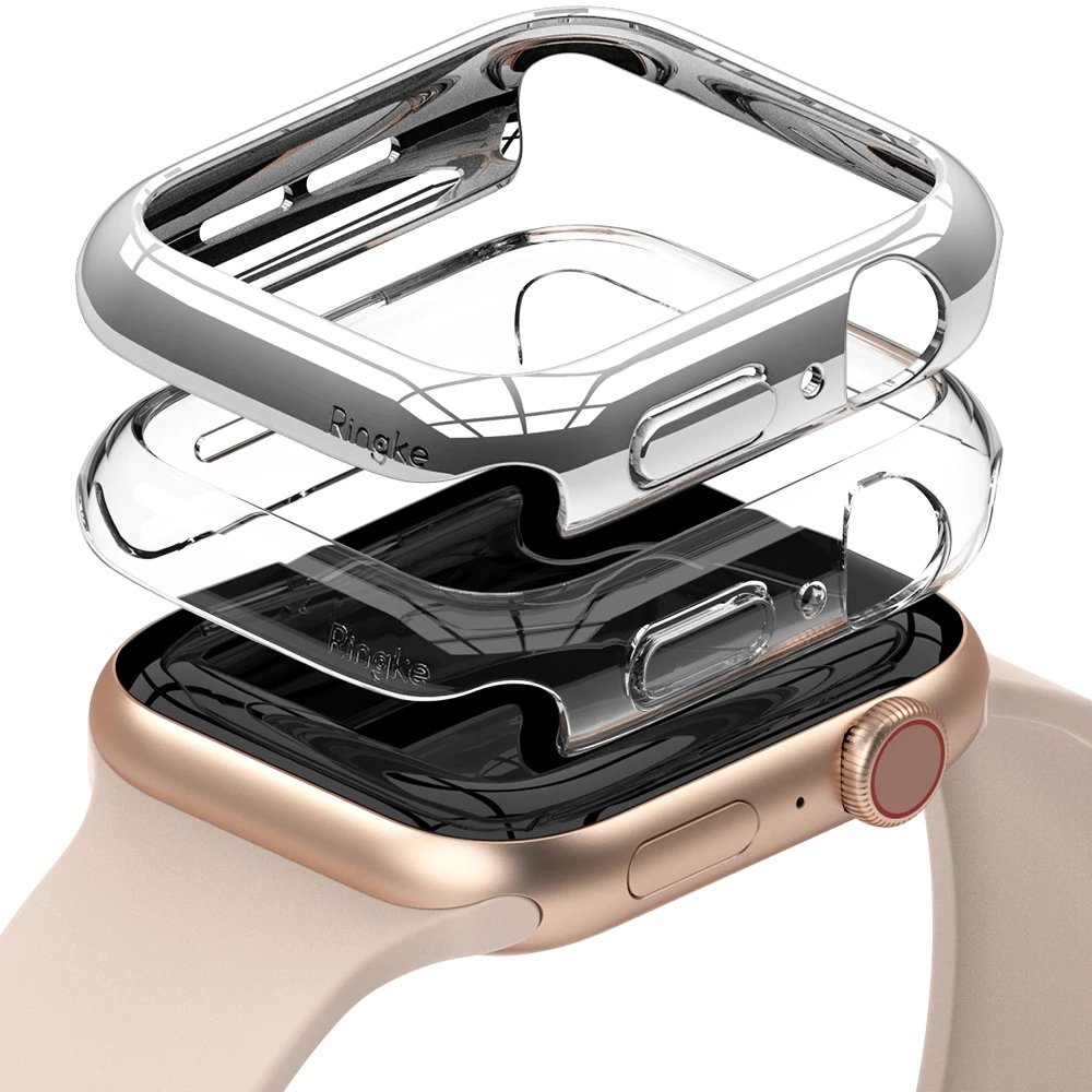 Apple Watch 6 44mm / 5 44mm / 4 44mm / SE 44mm Ringke Slim Watch 2x tok átlátszó + króm (S488108RS)
