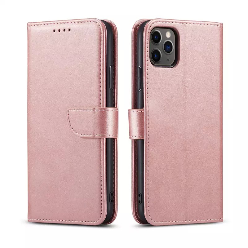 Samsung Galaxy A54 5G mágneses PU bőr fliptok kártyatartóval rózsaszín Alphajack