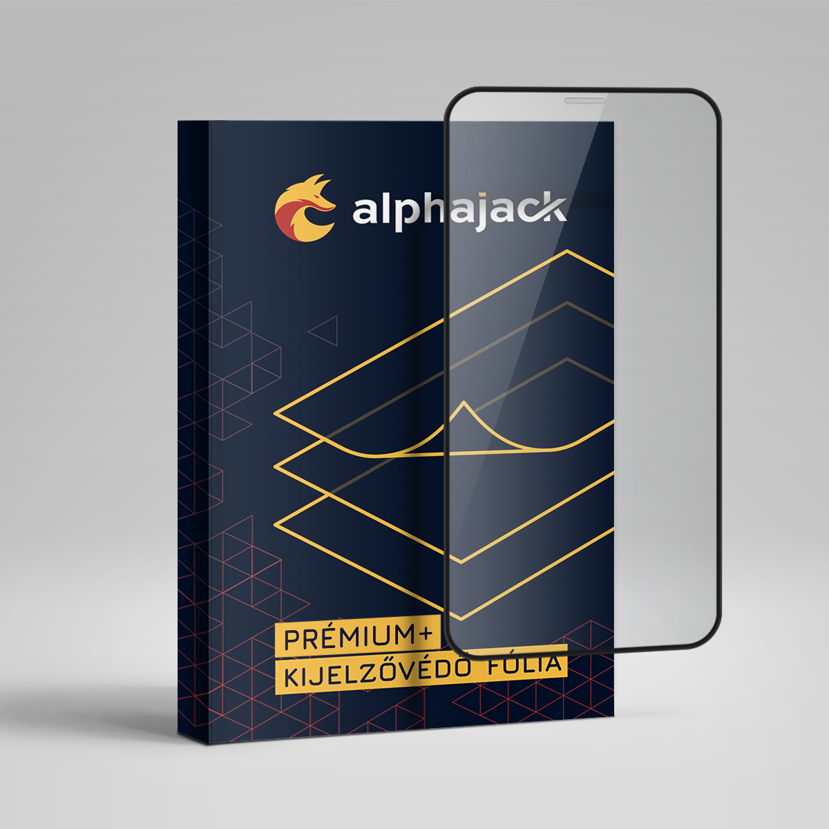 iPhone 13 mini 9H Prémium+ üvegfólia fekete kerettel Alphajack