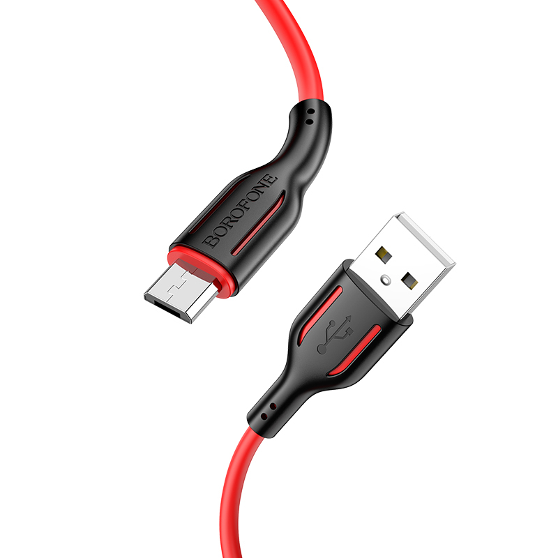 Borofone BX63 Charming USB - Micro USB kábel 2.4A 1m fekete - Piros