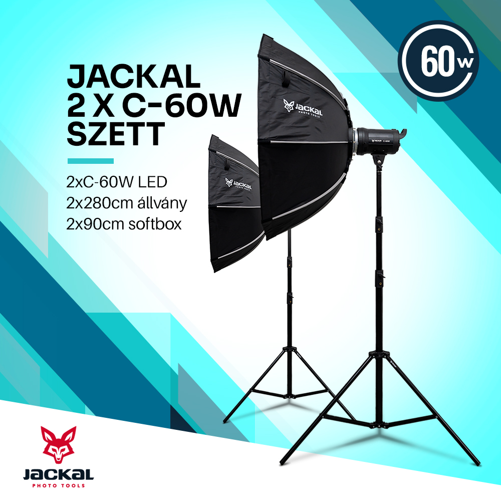 Jackal 2xC-60W COB LED videólámpa szett