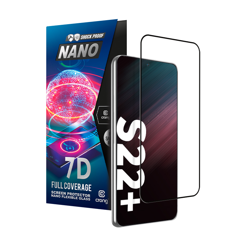 Samsung Galaxy S22 Plus Crong 7D Nano rugalmas üveg hibrid képernyővédő 9H