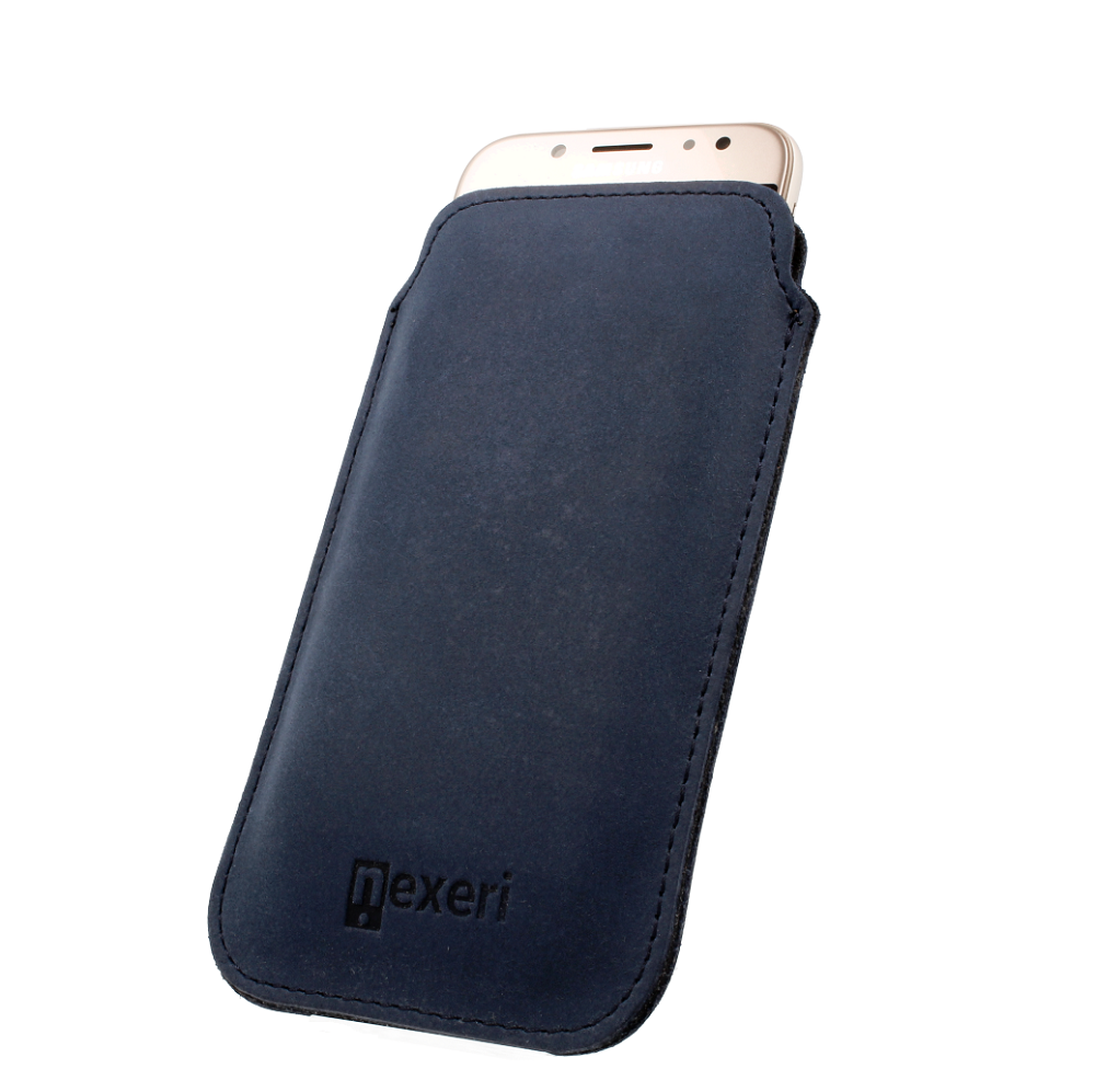 Samsung Galaxy A70/ A71/ A12/ A20s/ M51/ Note 9/ Note 10+ Nexeri Leather Pocket bőr tok XXL+ sötétkék