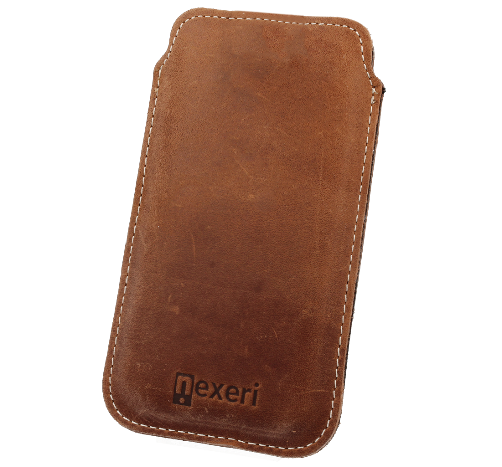 iPhone 13/13 Pro / 12/12 Pro Nexeri Leather Pocket bőr tok XL barna