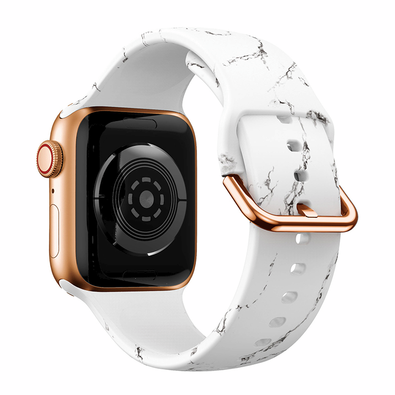 Apple Watch 38/40/41mm szilikon óraszíj fehér márvány mintás Alphajack