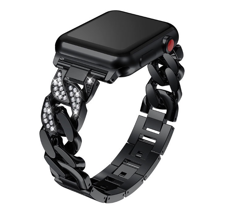 Apple Watch 4/5/6/7/8/SE (38/40/41mm) Luxury V3 fém óraszíj fekete színű Alphajack