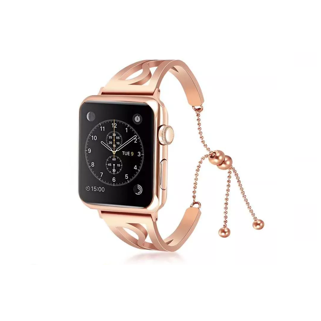 Apple Watch 3/4/5/6/7/8/SE (38/40/41mm) karkötő formájú V2 fém óraszíj rose gold színű Alphajack