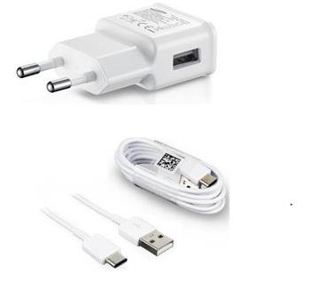 Samsung Type-C hálózati töltő adapter fehér + USB-C töltőkábel gyári (EP-TA200EWE + EP-DR140AWE)