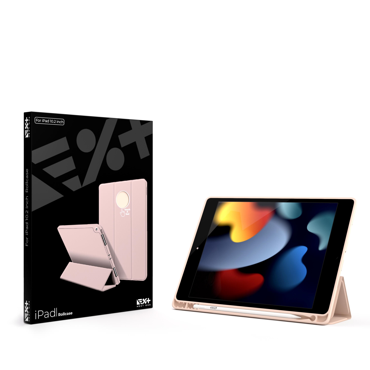 iPad 10.2 2019/2020/2021 Next One Rollcase tok Pencil tartóval balett rózsaszín