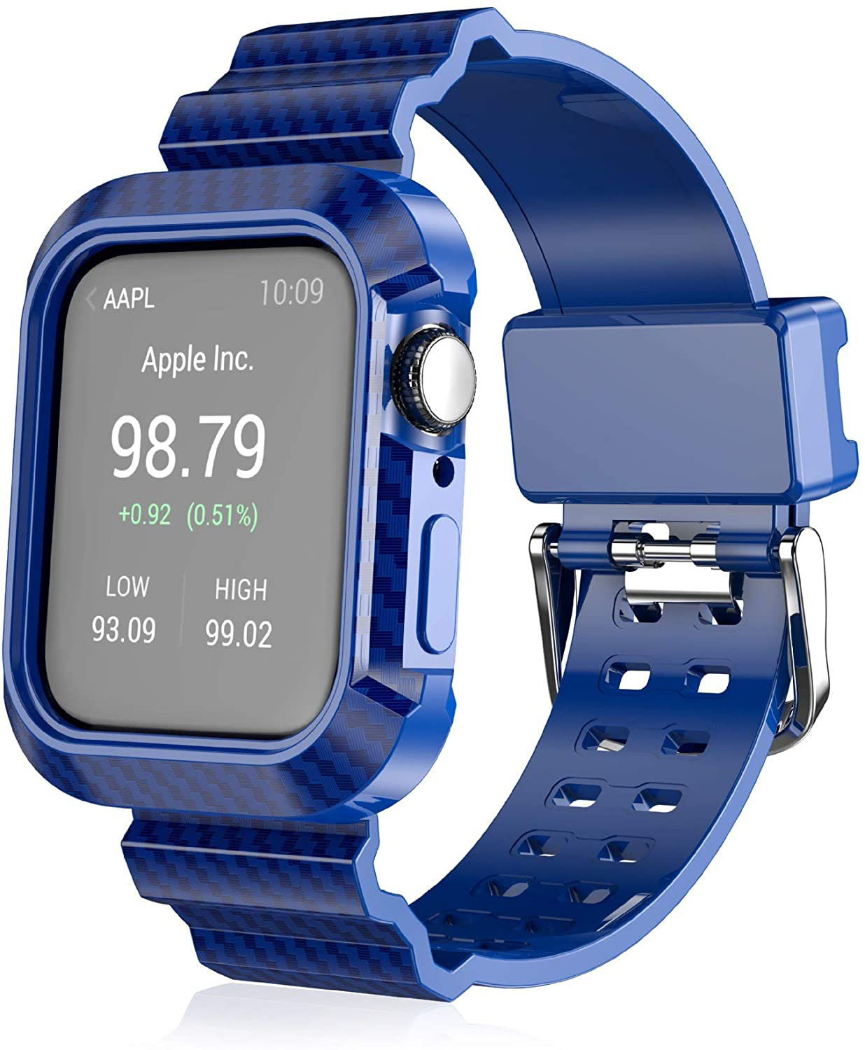 Apple Watch 4/5/6/7/8/SE (38/40/41mm) karbon mintás óraszíj és tok kék