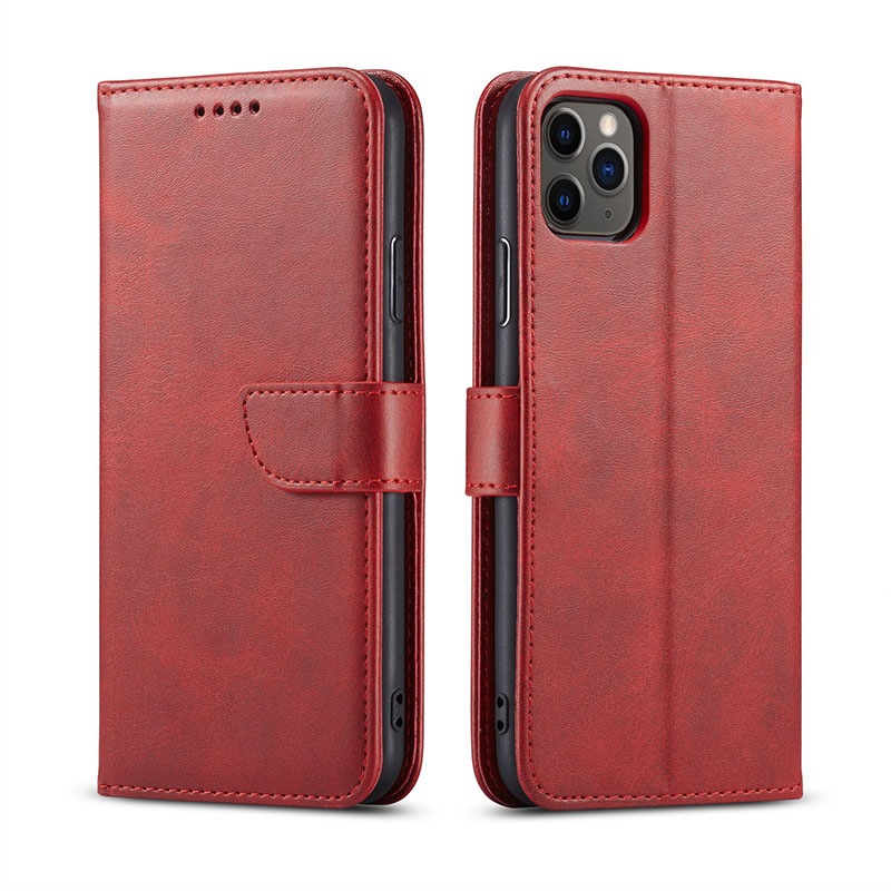 Samsung Galaxy A54 5G mágneses PU bőr fliptok kártyatartóval piros Alphajack
