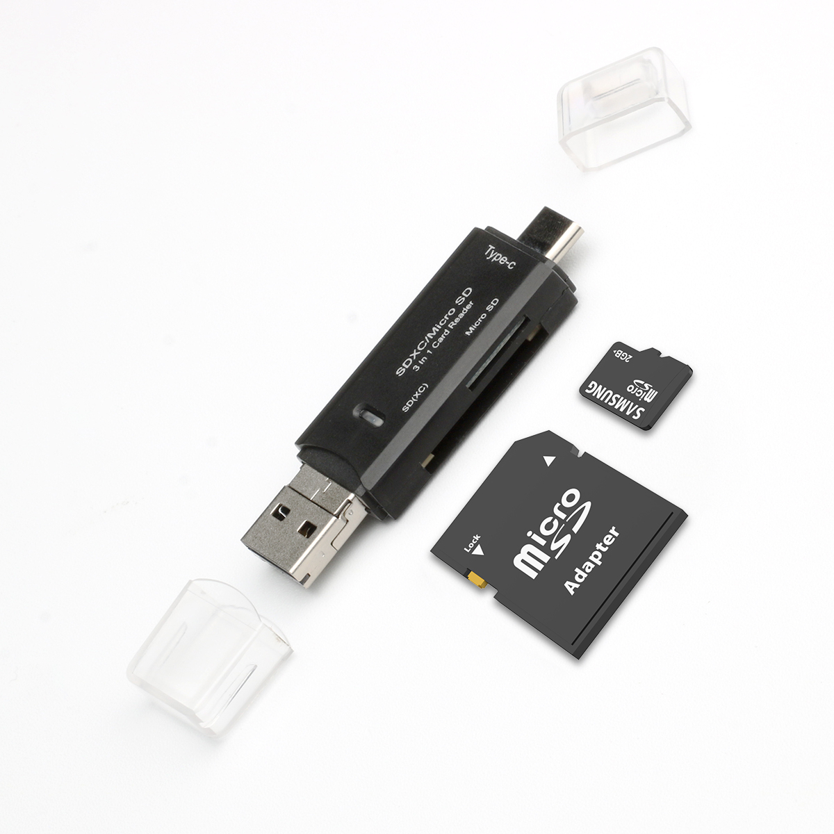 ROCKETEK 3 az 1-ben USB-A, USB Type-C, Micro USB kártyaolvasó SD, micro SD (RT-CR11)