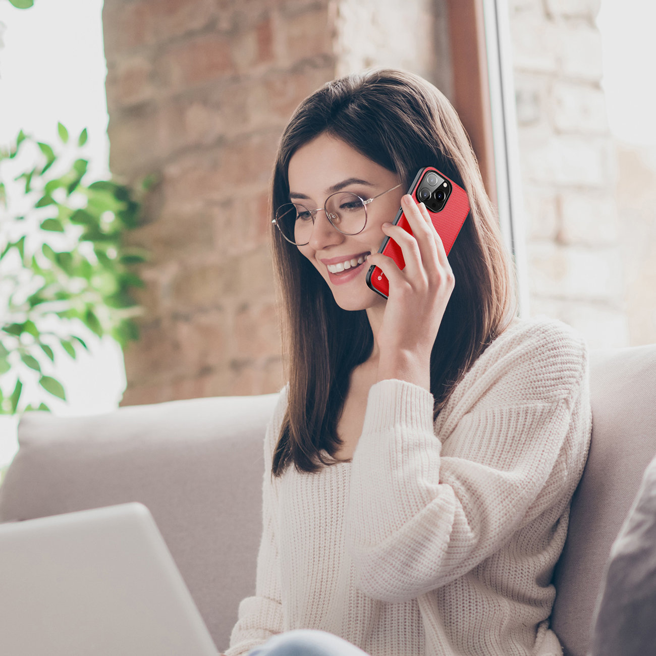 iPhone 14 Pro Dux Ducis Fino nylon bevonatú tok piros - 29