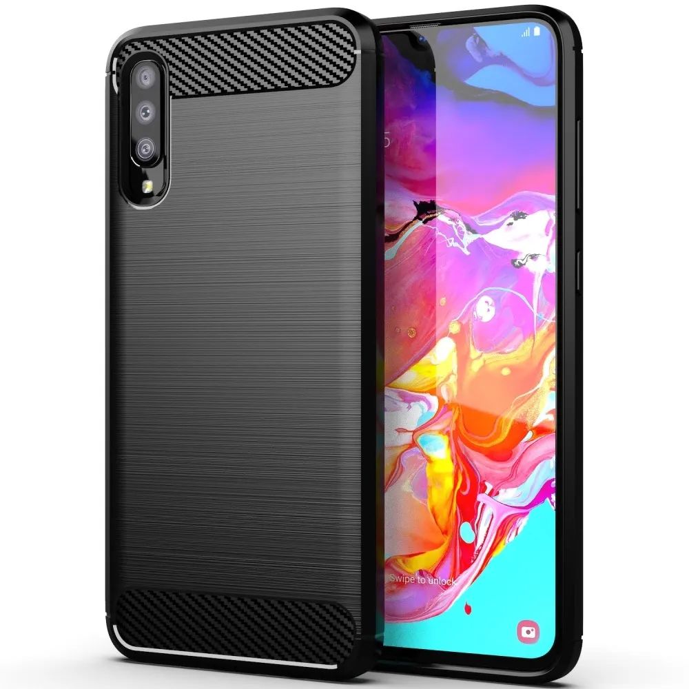 Samsung Galaxy A70/ A70s Forcell carbon mintás tok fekete