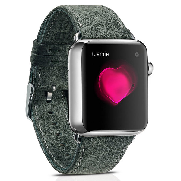 Apple Watch Watch 8/7/6/5/4/3/2/SE (41/40/38mm) iCarer valódi bőr óraszíj sötétzöld (RIW103-GN)