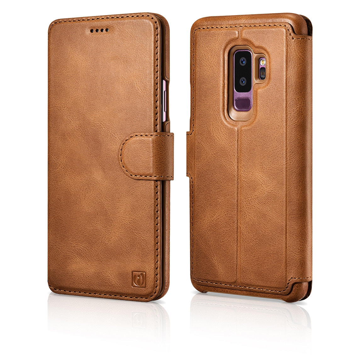 Samsung Galaxy S9+ (S9 Plus) iCarer 2in1 Leather Folio Genuine valódi bőr fliptok barna