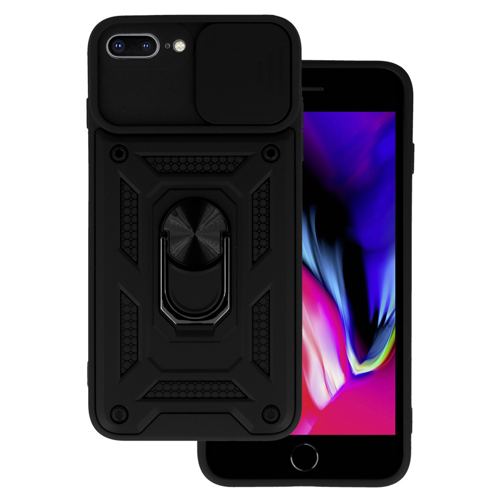 iPhone 7 Plus / 8 Plus Armor tok csúsztatható kamera lencse védővel fekete