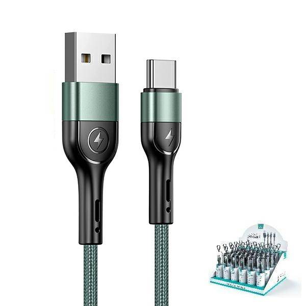 USAMS U55 USB-C fonott kábel zöld 1m (US-SJ449)