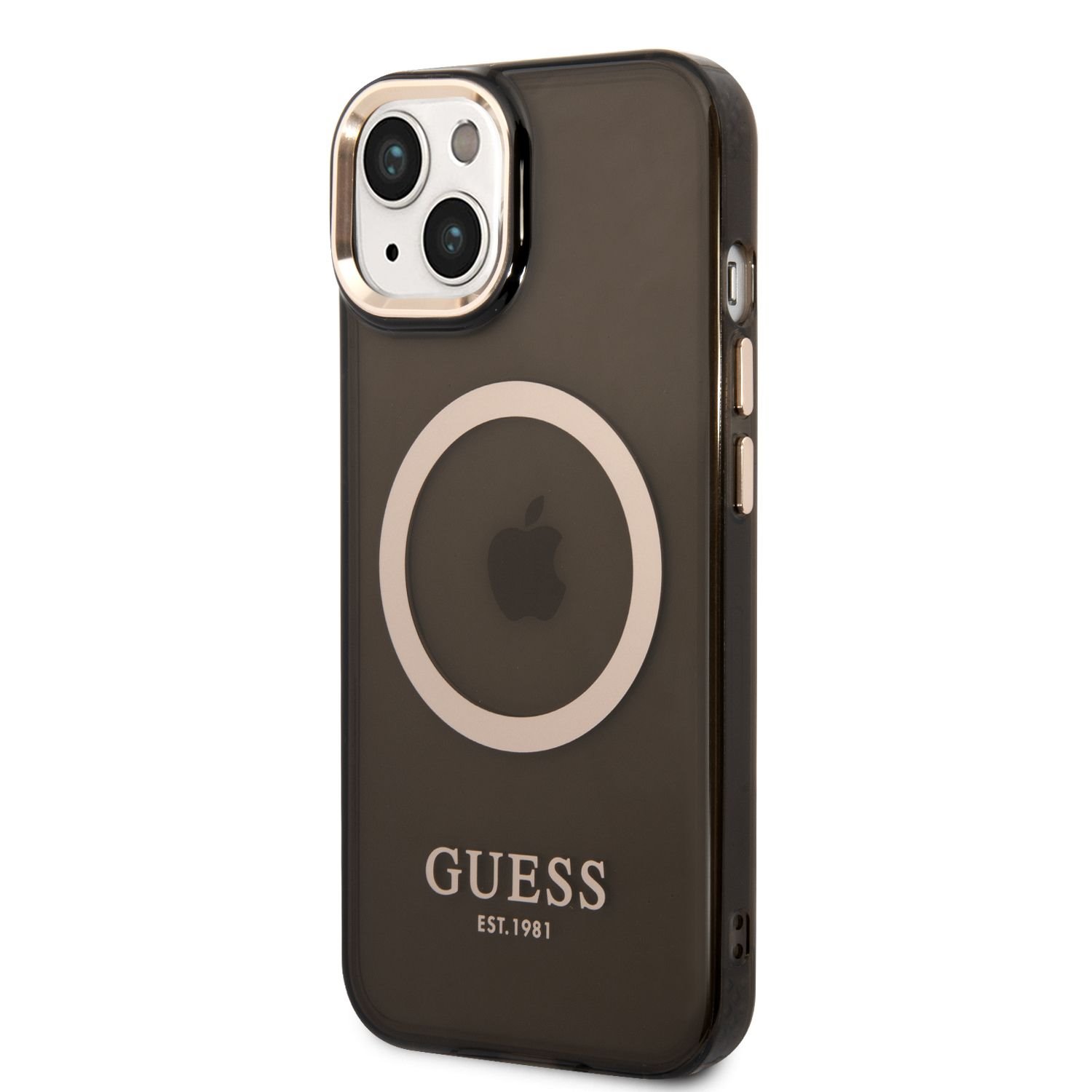 iPhone 14 Guess Translucent MagSafe kompatibilis tok fekete (GUHMP14SHTCMK)