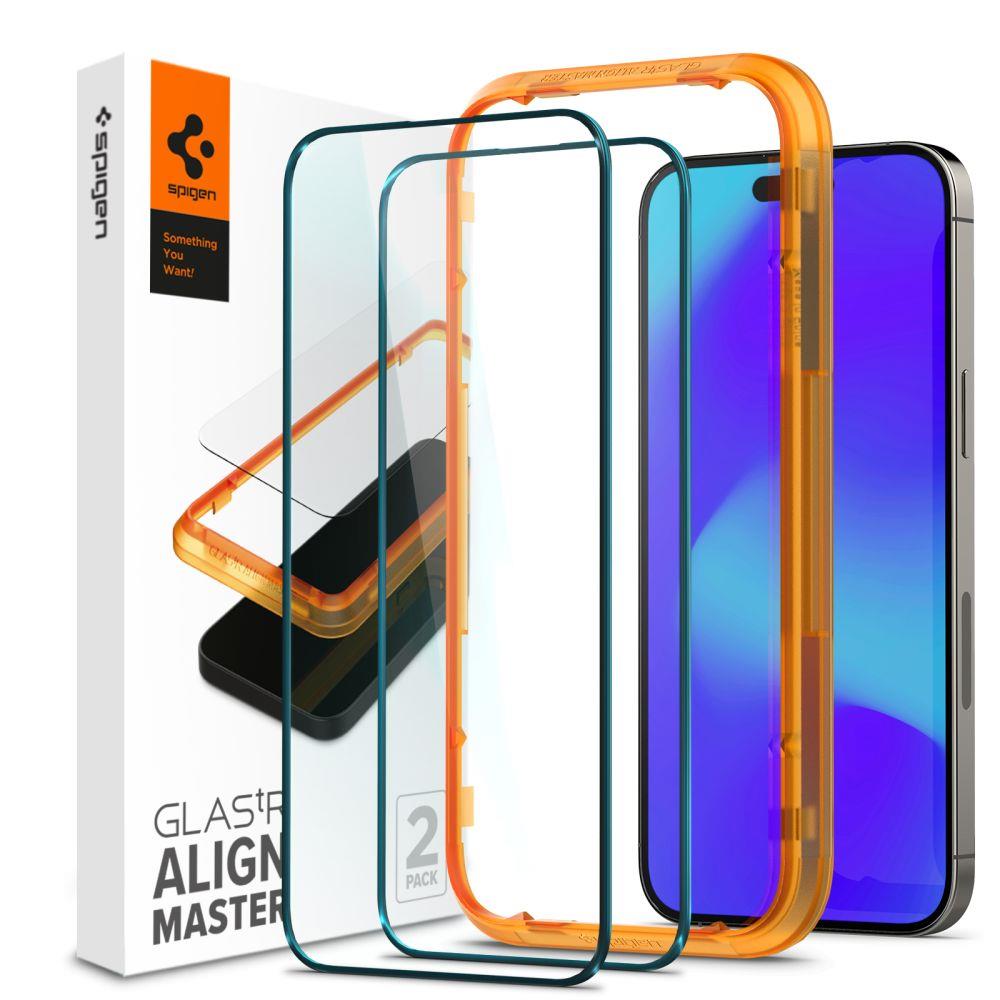 iPhone 15 Pro Max Spigen Alm Glass FC 2x üvegfólia fekete (AGL06875)