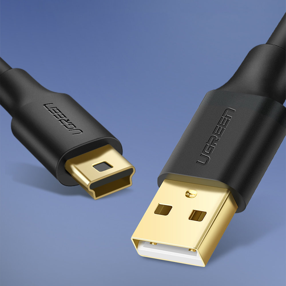Ugreen 5 tűs aranyozott USB - mini USB kábel 0,5 m fekete (US132)