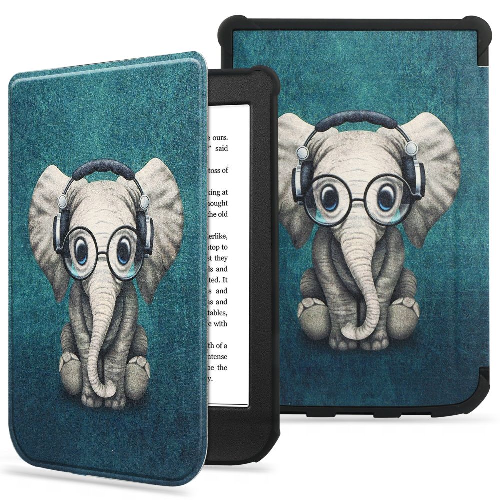 Pocketbook Color/Touch lux 4/5/HD 3 Tech-protect Smartcase Tok Boldog elefántos mintával