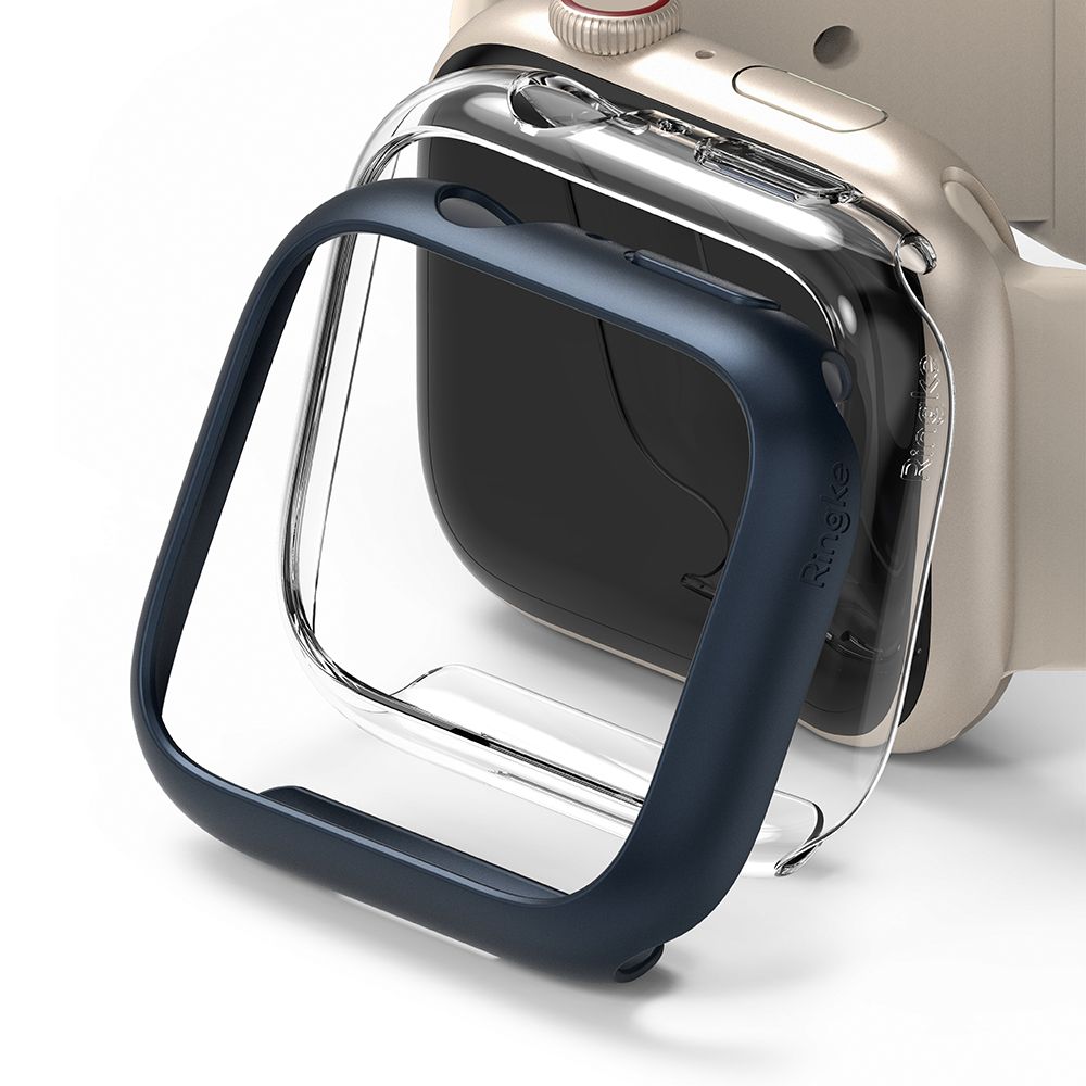 Apple Watch 7/8 41mm Ringke Slim Watch tok 2x átlátszó + metál kék
