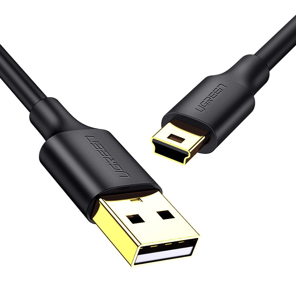 Ugreen 5 tűs aranyozott USB kábel - mini USB 0,25 m fekete (US132)
