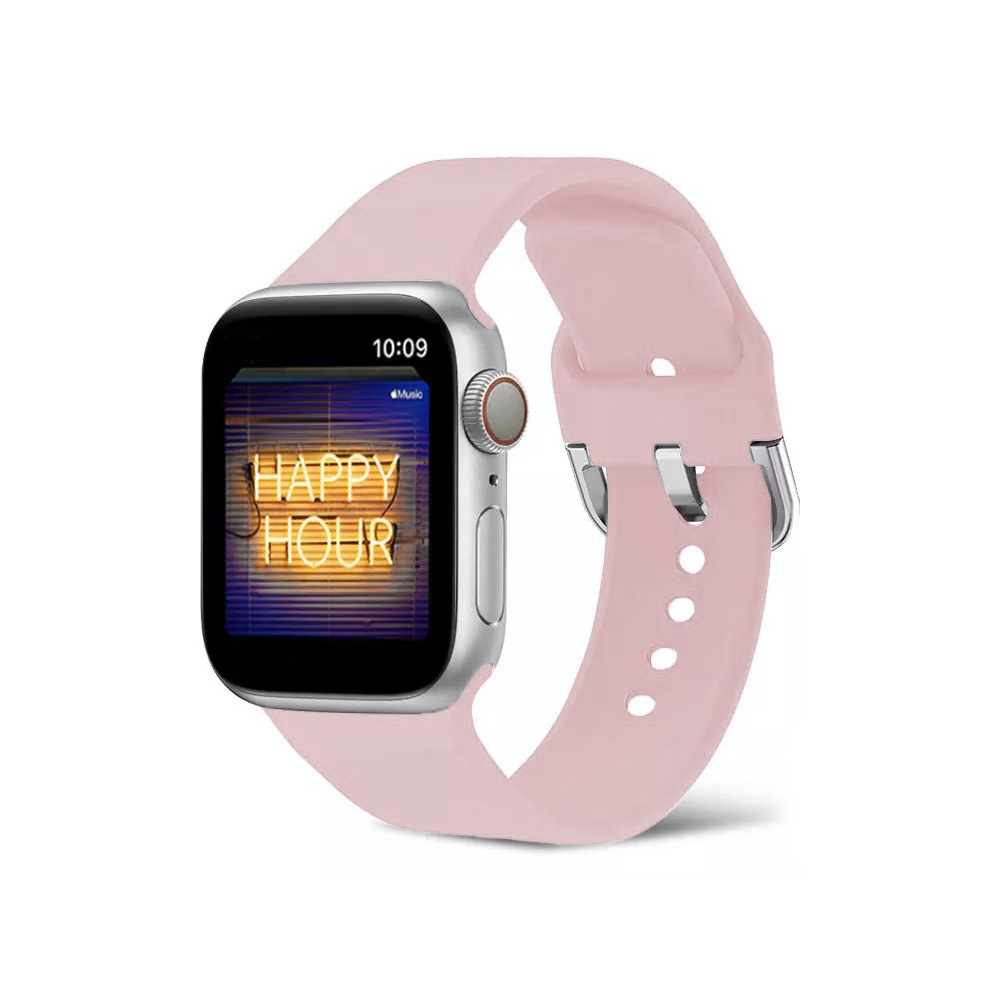 Apple Watch 4/5/6/7/8/SE/Ultra (42/44/45/49mm) szilikon csatos óraszíj rózsaszín homok Alphajack