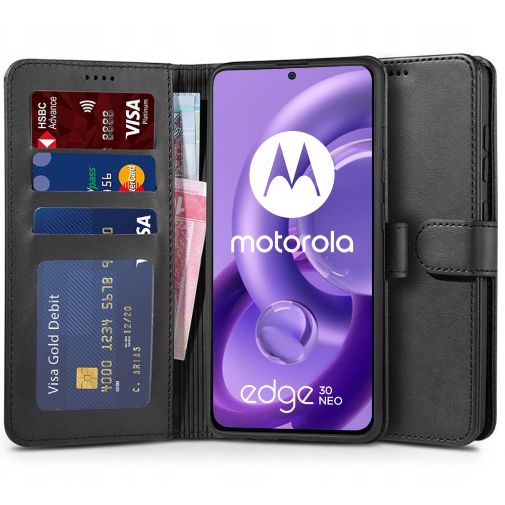 Motorola Edge 30 Neo Tech-Protect Wallet fliptok fekete