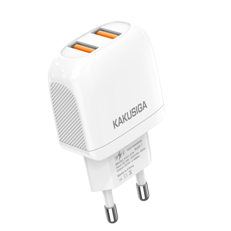 Kaku Qisheng hálózati töltő adapter 2xUSB 2.4A fehér