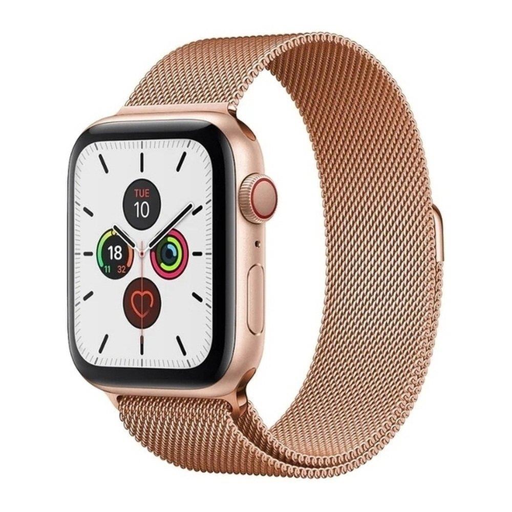 Apple Watch 4/5/6/7/8/SE (38/40/41mm) rozsdamentes acél mágneses óraszíj Rose Gold