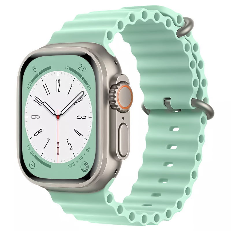 Apple Watch 4/5/6/7/8/SE (38/40/41mm) óceán szilikon óraszíj türkiz Alphajack