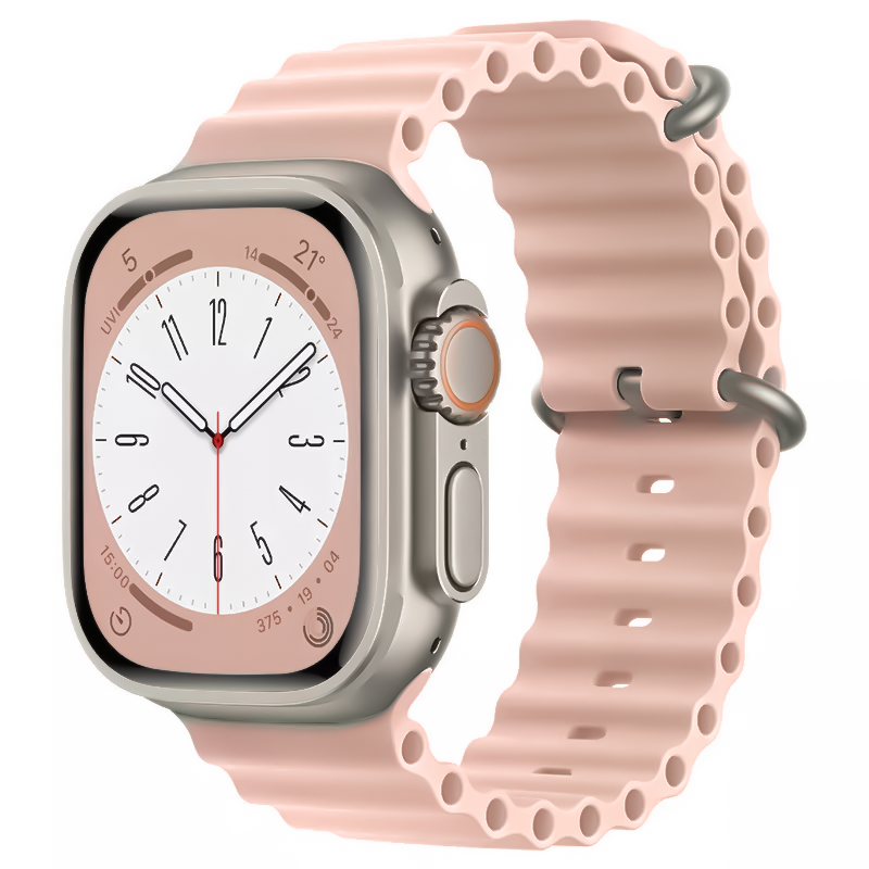 Apple Watch 4/5/6/7/8/SE (38/40/41mm) óceán szilikon óraszíj rózsaszín homok Alphajack