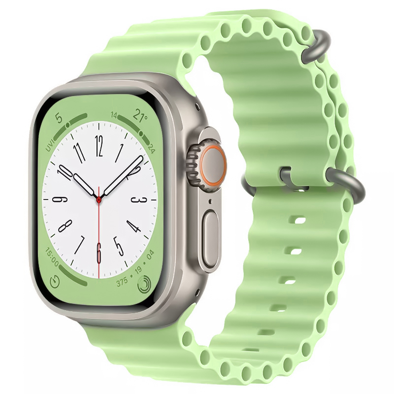 Apple Watch 4/5/6/7/8/SE (38/40/41mm) óceán szilikon óraszíj mentazöld Alphajack