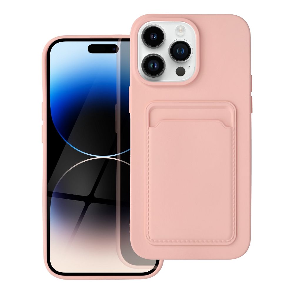 iPhone 14 Pro Max Card Case Szilikon tok hátlapi kártyatartóval rózsaszín