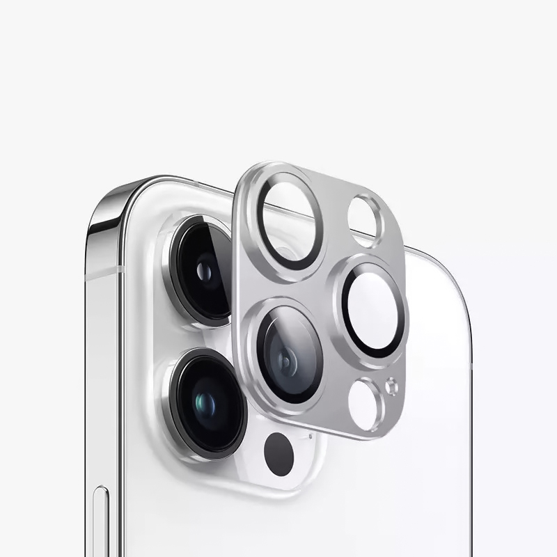 iPhone 14 Pro/14 Pro Max kameralencsevédő 9H üveg ezüst Alphajack