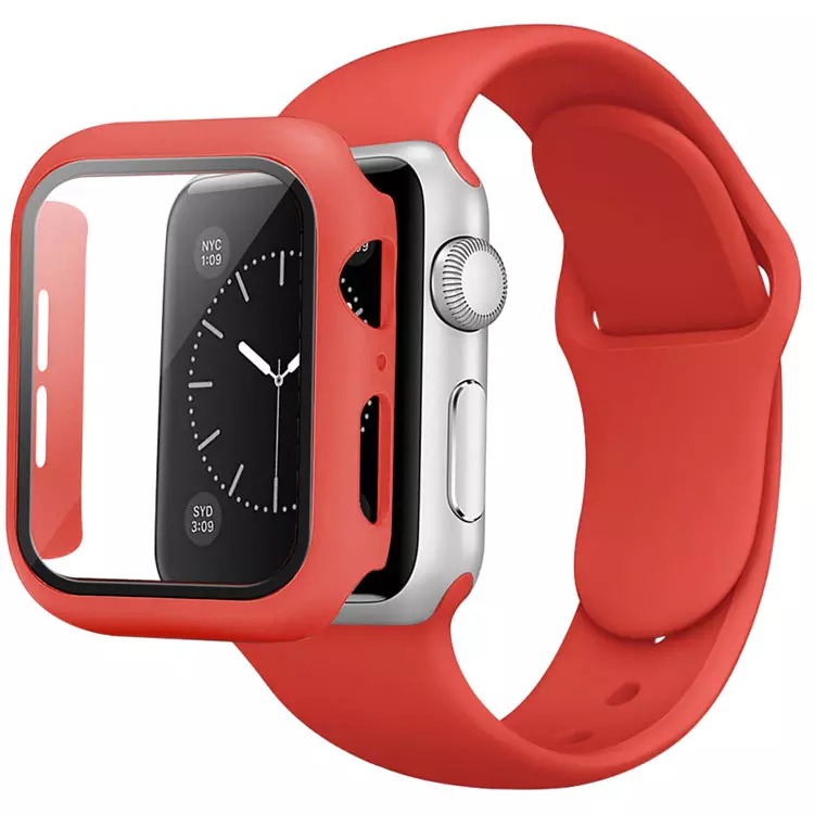 Apple Watch 41mm szilikon óraszíj és tok piros