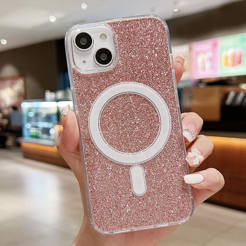 iPhone 14 MagSafe-kompatibilis glitter tok rózsaszín Alphajack