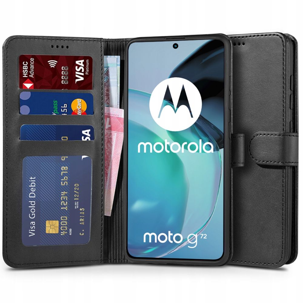 Motorola Moto G72 Tech-Protect Wallet fliptok fekete