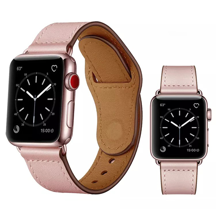 Apple Watch 4/5/6/7/8/SE (38/40/41mm) PU bőr óraszíj rózsaszín Alphajack